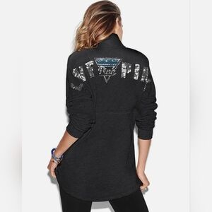 Pink Victoria's Secret Dark Gray Pullover Sequin Embellished Sweatshirt L